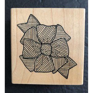 Darcie's Rubber Stamp Bow Ribbon Striped Large Wood Mount K-1628